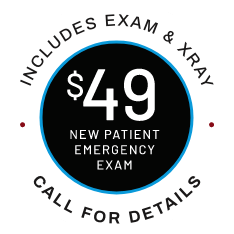 $49 New Patient Emergency Exam stamp