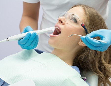 Woman receiving intraoral images