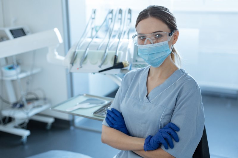 Dentist wearing face mask