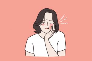 girl swollen face illustration